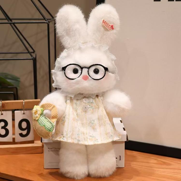 Crystal Velvet Bunny Plush With Glasses