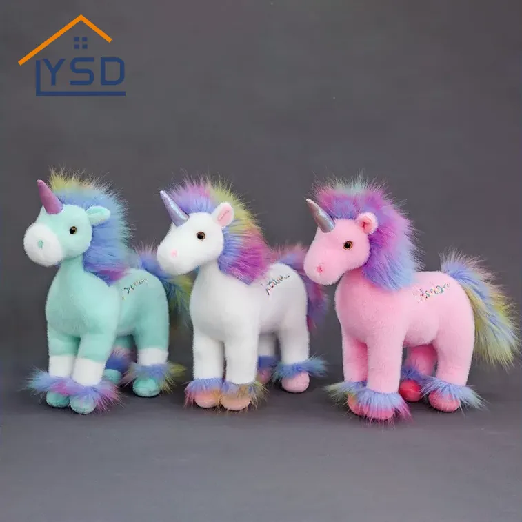Jouets en peluche licorne arc-en-ciel